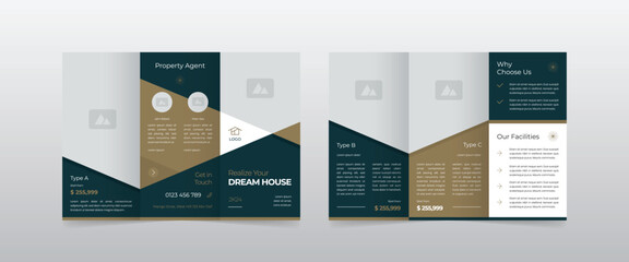Modern real estate trifold brochure - obrazy, fototapety, plakaty