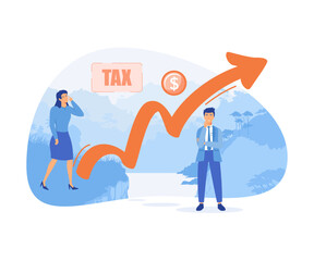 Tax Burden Payment Obligation, man and woman running a successful business together, flat vector modern illustration 
