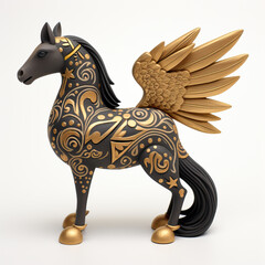 Wooden figurine of a horse with wings
