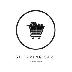 Shopping cart logo vector design for business. Shopping cart icon.