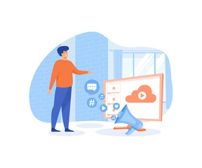 Modern television technology metaphors set. Smart TV, content, applications. flat vector modern illustration 