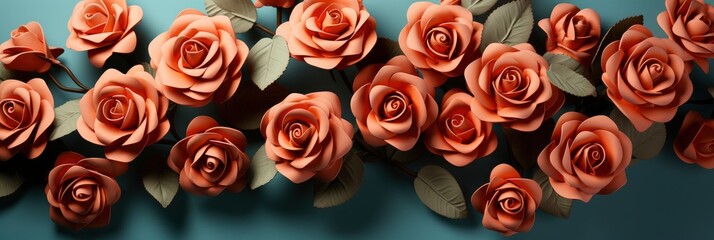 Pattern Roses Rose Leaves On Turquoise , Banner Image For Website, Background Pattern Seamless, Desktop Wallpaper