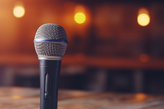 Premium Photo  Professional microphone close-up on the background