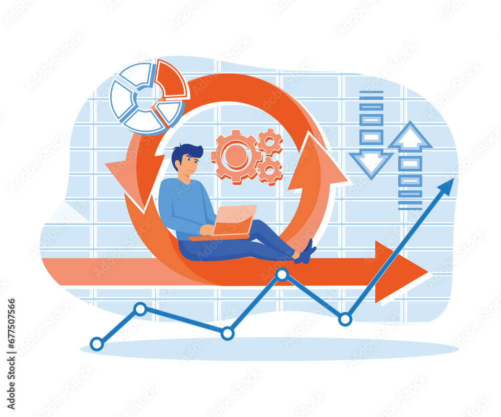 Poster agile development decisions methodology business. agile life rule cycle for software development dia