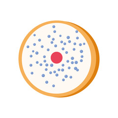 sweet doughnut bake. Hanukkah doughnuts, donuts (sufganiyot) with editable top decorations. Traditional food for Jewish Holiday Hanukkah. SVG