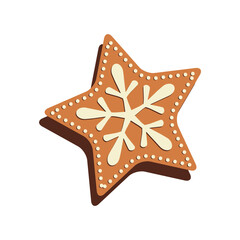 Gingerbread cookie- star. merry christmas. vector illustration. svg