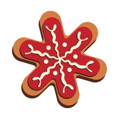 Gingerbread cookie- snowflake. merry christmas. vector illustration. svg