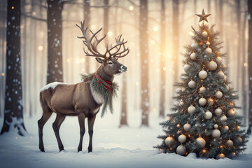 christmas deer in the snow