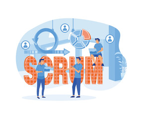 SCRUM framework. Concept with keywords, letters and icons. flat vector modern illustration 