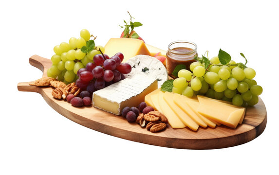 Cheese and Grape Display On Isolated Background
