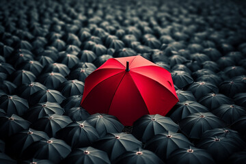 Umbrella, Standing out from the Crowd, Leadership - obrazy, fototapety, plakaty