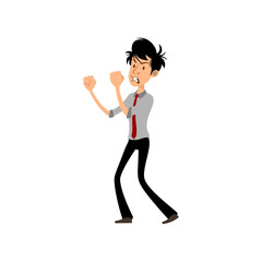 pose of man with red tie and gray shirt luxury