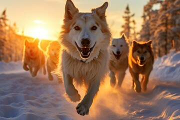 Sled Dogs: Document the power and beauty of sled dogs in action, especially in northern regions. - Generative AI