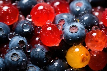 Frozen Berries and Fruits: Macro shots of frozen berries or fruit encased in ice can be visually captivating. - Generative AI