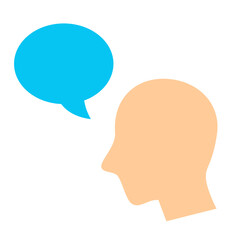 ユーザー、横顔、吹き出しを表すカラースタイルのアイコン