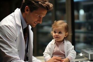Expert Pediatrician Provides Compassionate Check-Up for Cute and Smiling Young Patient