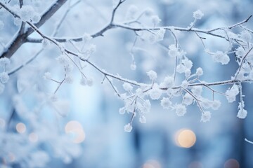 Snowy Textures: Highlight the tactile and textural aspects of snow, like the way it clings to branches or forms drifts. - Generative AI