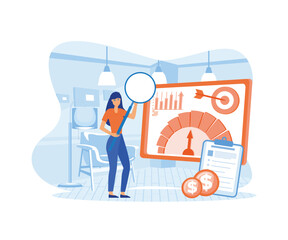 Key performance indicator or KPI for business success evaluation tiny person concept. flat vector modern illustration 