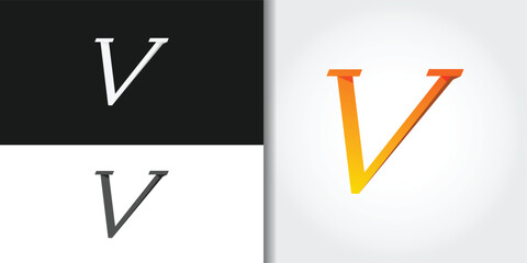 thin letter v logo set