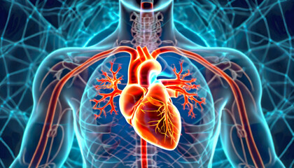 3D Visualization of the Heart Illustrating the Complex Anatomy of Vital Organs Generative AI - obrazy, fototapety, plakaty