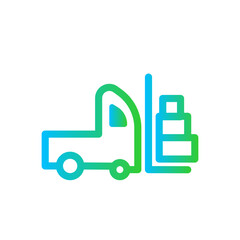 Loaded delivery services icon with blue and green gradient outline style. load, web, interface, progress, bar, computer, website. Vector Illustration