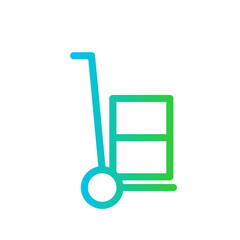 Trolley delivery services icon with blue and green gradient outline style. trolley, store, sale, retail, buy, purchase, market. Vector Illustration