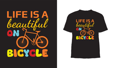 Premium Vector, Life is a beautiful on bicycle t shirt design,Bicycle t-shirt design,Can be used for Print mugs, sticker