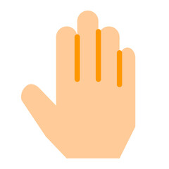 手、手のひら、手をあげる、ストップ、とまれを表すカラースタイルのアイコン