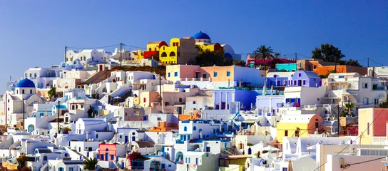 Fotobehang aerial view of the city of oia greek island santorini © luchschenF