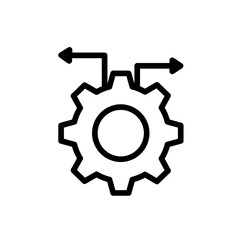 Management delivery services icon with black outline style. business, management, teamwork, manager, team, office, strategy. Vector illustration