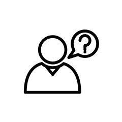 Mark delivery services icon with black outline style. mark, design, symbol, sign, question, faq, problem. Vector illustration