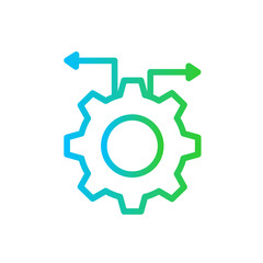 Management delivery services icon with blue and gradient outline style. business, management, teamwork, manager, team, office, strategy. Vector illustration