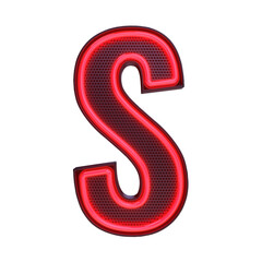 Neon retro Alphabet letter isolated on transparent background. 3d illustration. Png