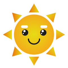 Vector cute cartoon  happy sun character 