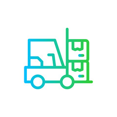 Forklift delivery delivery services icon with blue and green gradient outline style. delivery, transport, warehouse, transportation, truck, distribution, shipping. Vector Illustration