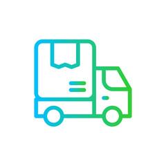 Truck delivery delivery services icon with blue and green gradient outline style. delivery, shipping, truck, courier, service, transport, van. Vector Illustration