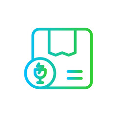 Fragile parcel delivery services icon with blue and green gradient outline style. delivery, parcel, cargo, box, carton, post, fragile. Vector Illustration