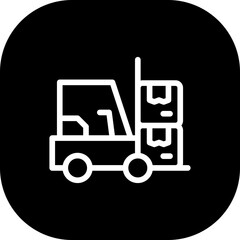 Forklift delivery delivery services icon with black filled line outline style. delivery, transport, warehouse, transportation, truck, distribution, shipping. Vector Illustration