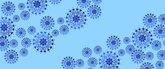 Naklejka premium Blue and white vector snowflake banner