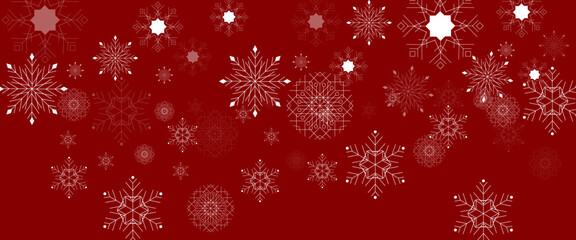 Red and white vector gradient winter snowflakes banner