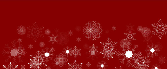 Naklejka na ściany i meble Red and white vector awesome banner with snowflakes decoration