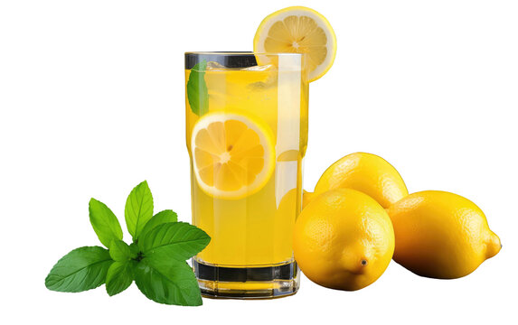 Zesty Lemonade Delight On Isolated Background