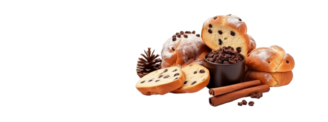 typical christmas panettone and sweets and cakes isolated