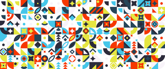 Colorful colourful abstract geometric vector pattern mosaic shapes banner