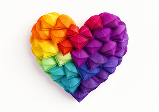 Rainbow Fabric Heart Clipart isolated on white background