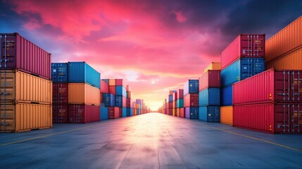 Fototapeta premium Containers box from Cargo freight ship for import export,logistic concept