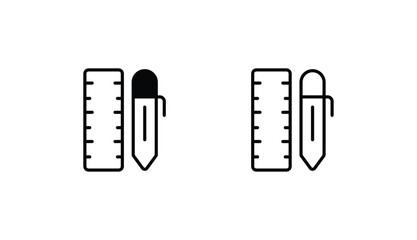 Pencil And Ruler icon design with white background stock illustration