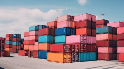 Containers box from Cargo freight ship for import export,logistic concept