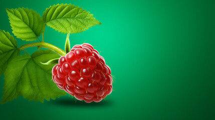 Raspberry fruit on a green background