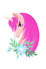 Portrait of unicorn with flowers